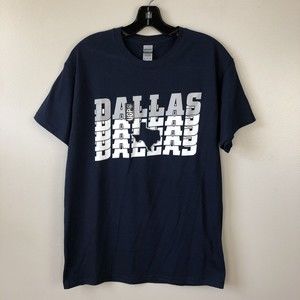 Gildan Dallas Texas T-Shirt Mens M Navy White Heavy Cotton Short Sleeve Tee